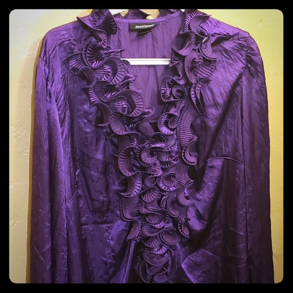 Womens plus size 18w purple dress blouse ruffles